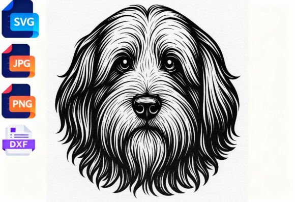 Bearded Collie Dog Face SVG Art Review for Embroidery