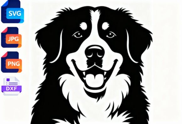 Bernese Mountain Dog Face SVG Clipart