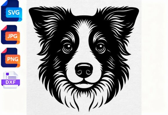 Border Collie Dog Face SVG Cut File