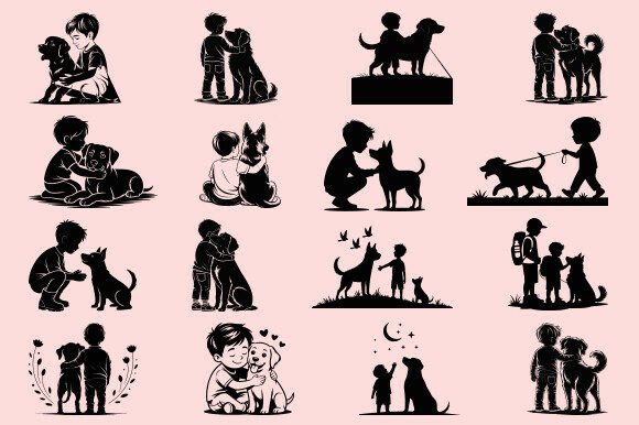 Boy and Dog Friendship SVG Bundle
