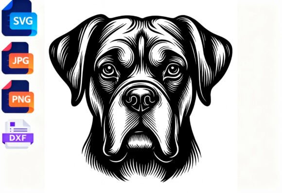 Cane Corso Dog Head SVG PNG DXF Art