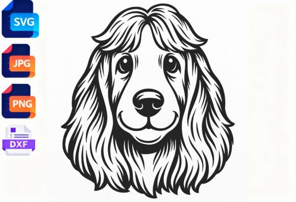 Cocker Spaniel Dog Face SVG PNG DXF