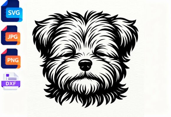 Fluffy Dog Face SVG Cut File
