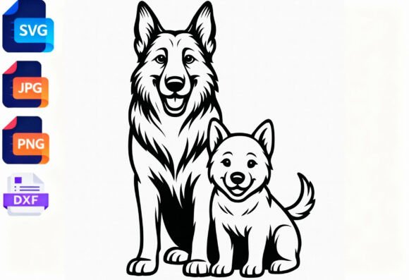 German Shepherd Dog Puppy SVG Clipart