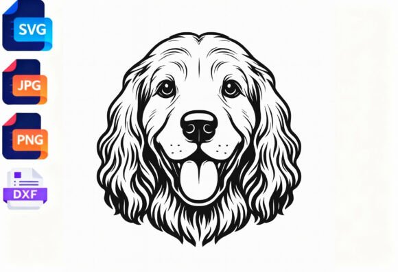Golden Retriever Dog Face SVG Clipart