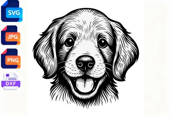 Happy Golden Retriever Dog Face SVG