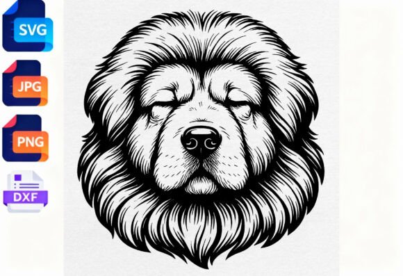Tibetan Mastiff Dog Head SVG Clipart