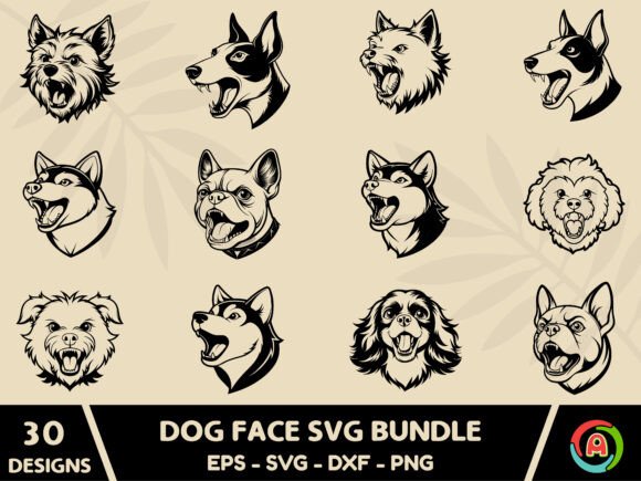 Vintage Dog Face Svg Bundle