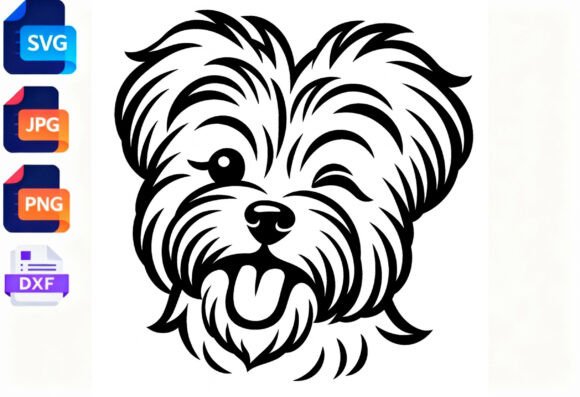 Winking Dog Face SVG Cut File