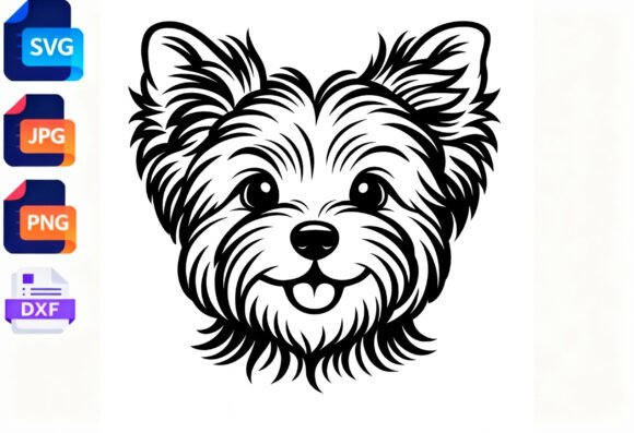 Yorkie Dog Face SVG PNG DXF Clipart