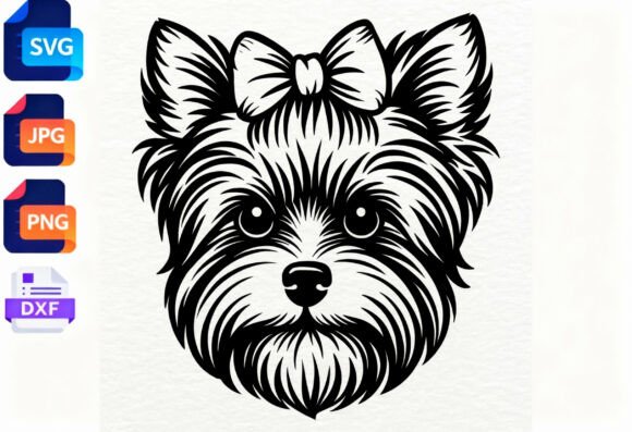 Yorkie Dog Face with Bow: Design Review